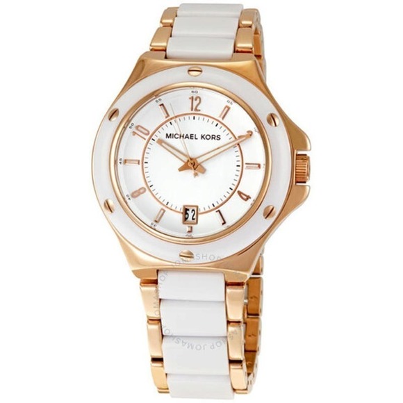 Michael Kors Rose Gold Watch Model MK 5261 Ladies Analog  Tone White Band - Picture 1 of 10